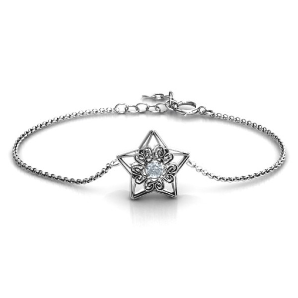 Personalized 3D Star Bracelet with Filigree Detailing