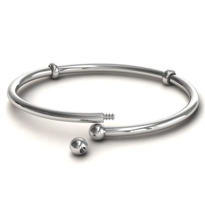 Personalized Silver Flex Bangle Charm Bracelet