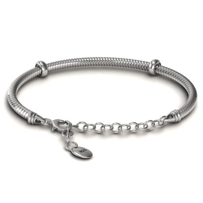 Personalized Silver Snake Bracelet with 1.5  Extender