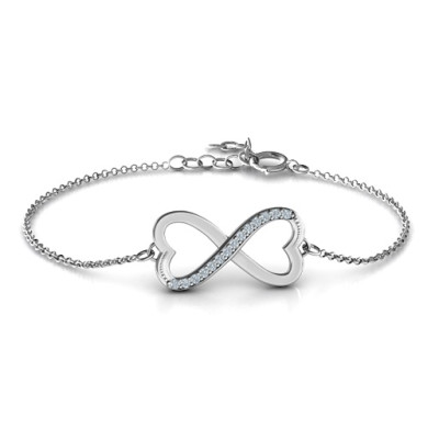 Personalized Double Heart Infinity Bracelet with Accents