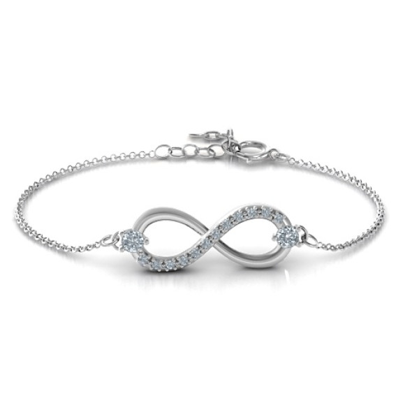 Personalized Double Stone Infinity Accent Bracelet 