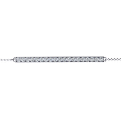 Sterling Silver Beaming Bar Bracelet With Cubic Zirconia Accent Stones 