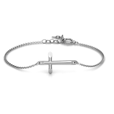 Personalized Sterling Silver Modern Cross Bracelet