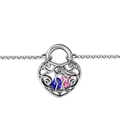 Personalized Sterling Silver True Love's Lock Caged Bracelet