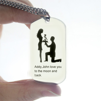 Marriage Proposal Dog Tag Name Necklace
