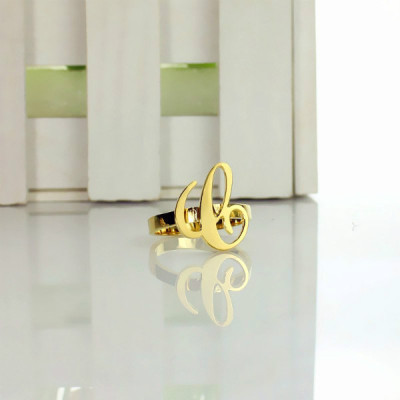 Personalized Carrie Initial Letter Ring 18ct Gold