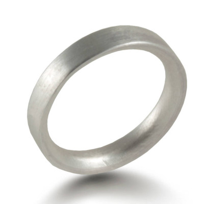 3mm Brushed Matte Flat Court Silver Wedding Ring