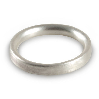 3mm Brushed Matte Flat Court Silver Wedding Ring