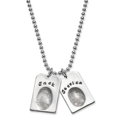 Personalized Fingerprint Silver Dog Tags