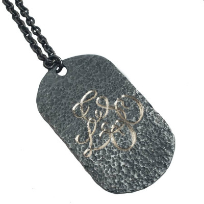 Personalized Oxydised Military Tag Necklace