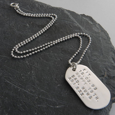 Personalized Solid Silver Identity Dog Tags