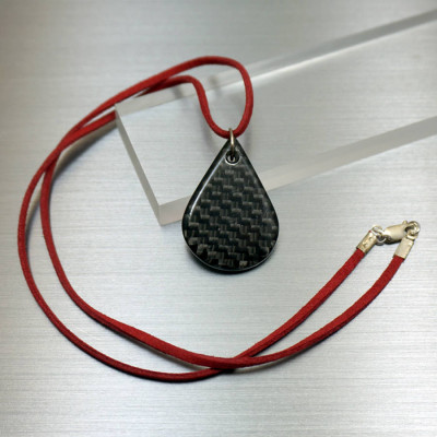 Carbon Fibre Tear Drop Pendant Necklace