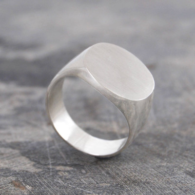 Mens Solid Silver/Gold Circular Signet Ring