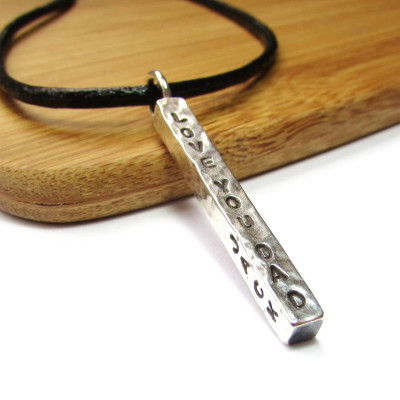 Chunky Silver Bar Necklace