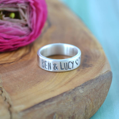 Couples Personalized Silver Band