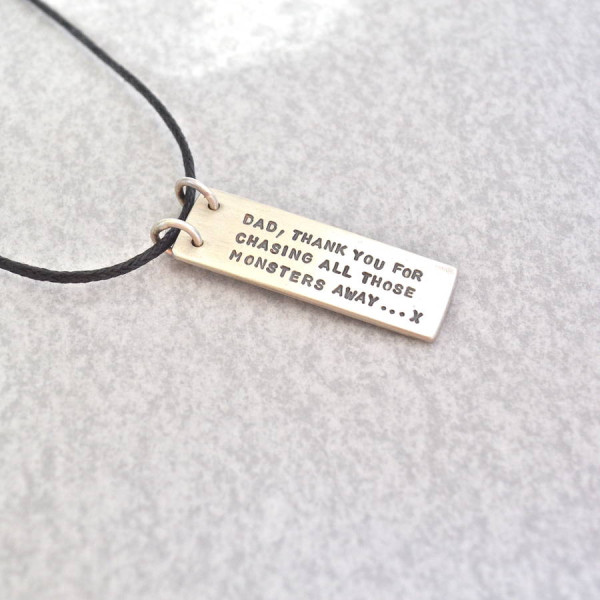 Dads Silver Hidden Message Necklace