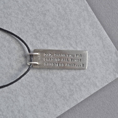 Dads Silver Hidden Message Necklace