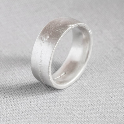 Sterling Silver Flat Sand Cast Wedding Ring