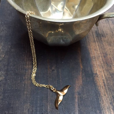 Gold Whale Tail Pendant Necklace