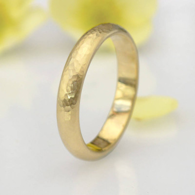 Hammered Ring In 18ct Yellow Or Rose Gold