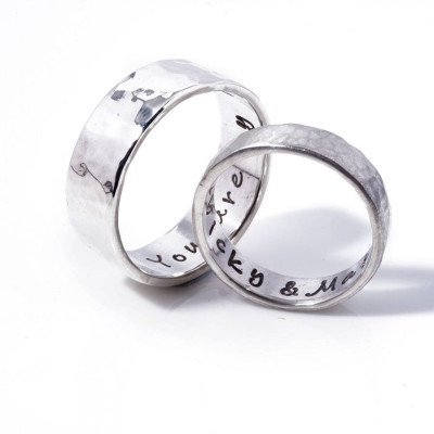 Hammered Personalized Silver Ring