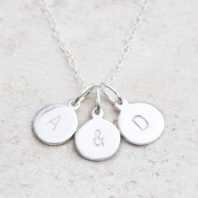 Hand Stamped Silver Personalized Charm Necklace