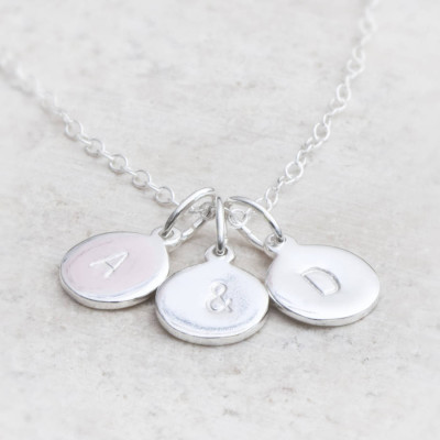 Hand Stamped Silver Personalized Charm Necklace