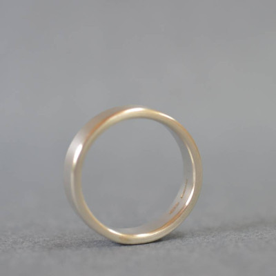 Handmade Satin Silver Rectangular Wedding Ring