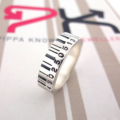 Medium Silver Barcode Ring