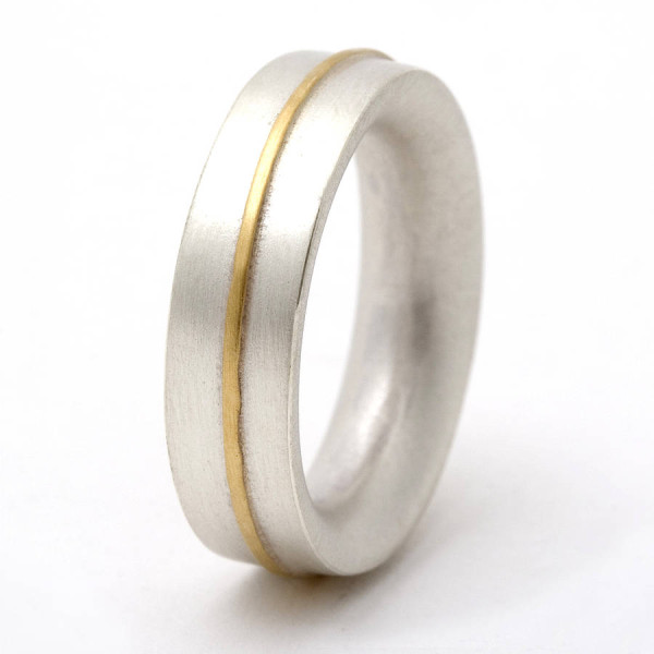 Medium Sterling Silver Ring With 18ct Gold Detail