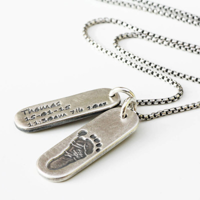 Mens Personalized Footprint Tag Necklace