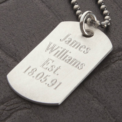 Personalized Sterling Silver Karma Dog Tag Necklace