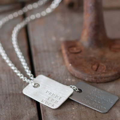 Mens Personalized Silver Tag Necklace