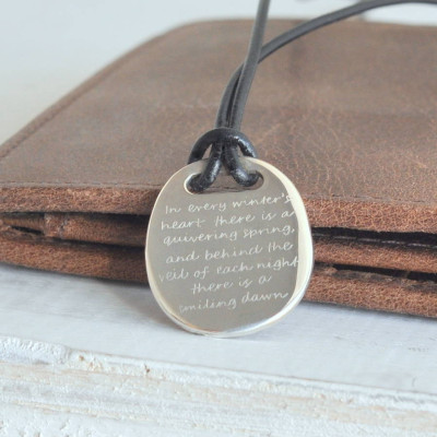 Mens Silver Quote Necklace