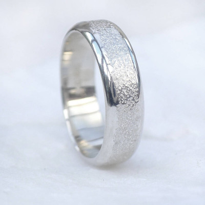 Mens Silver Ring With Concrete Texture