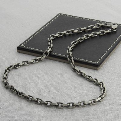Mens Sterling Silver Anchor Chain Style Necklace