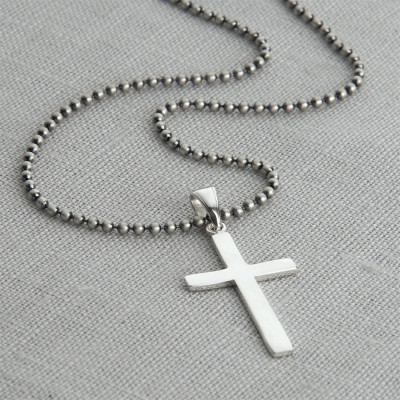 Mens Sterling Silver Cross And Chain