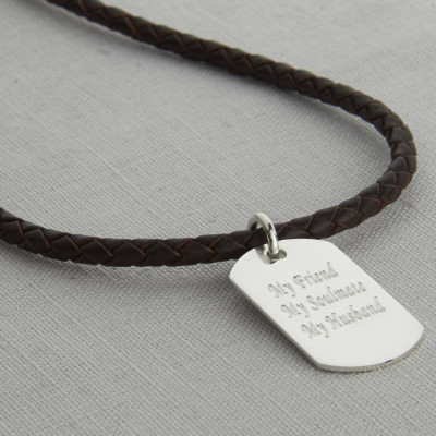 Personalized Polished Sterling Silver Dog Tag Necklace