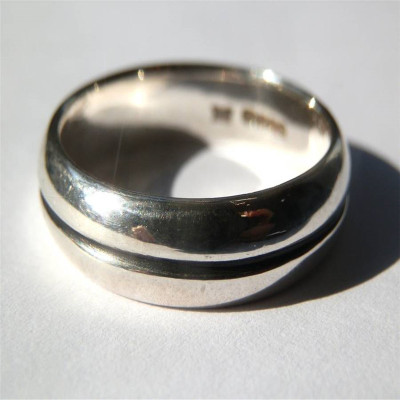 Mens Silver Oxidized Band Ring