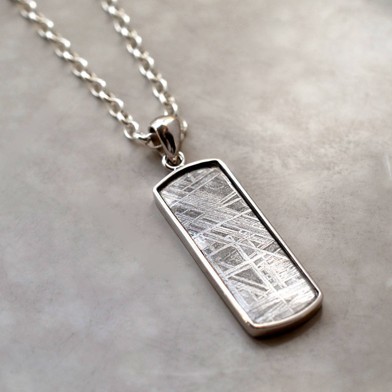 Esquire Men's Jewelry Meteorite Dog Tag in Sterling Silver, Created for  Macy's - Macy's