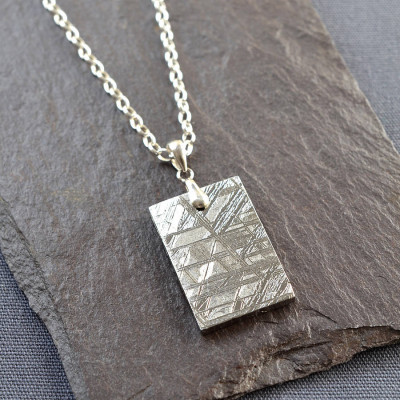 Meteorite And Silver Tag Necklace