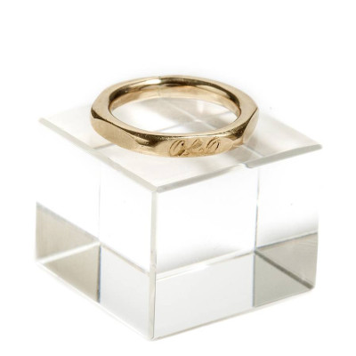 Personalized Hexagonal 18ct Gold Ring