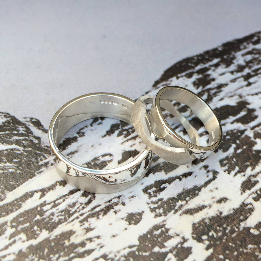 Personalized Mountain Landscape Skyline Ring