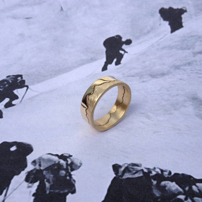 Personalized Mountain Landscape Skyline Ring