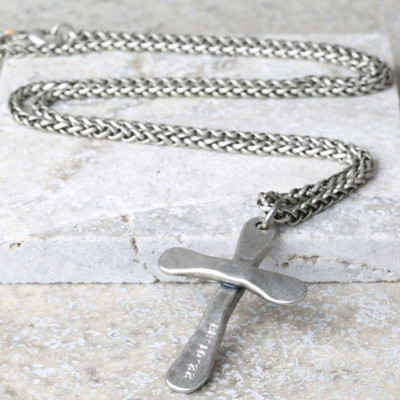 Personalized Mens Antique Cross Necklace