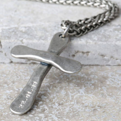 Personalized Mens Antique Cross Necklace