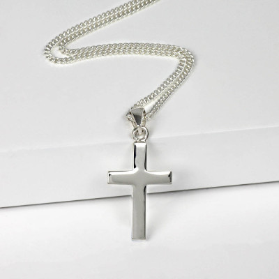 Personalized Mens Silver Cross Pendant