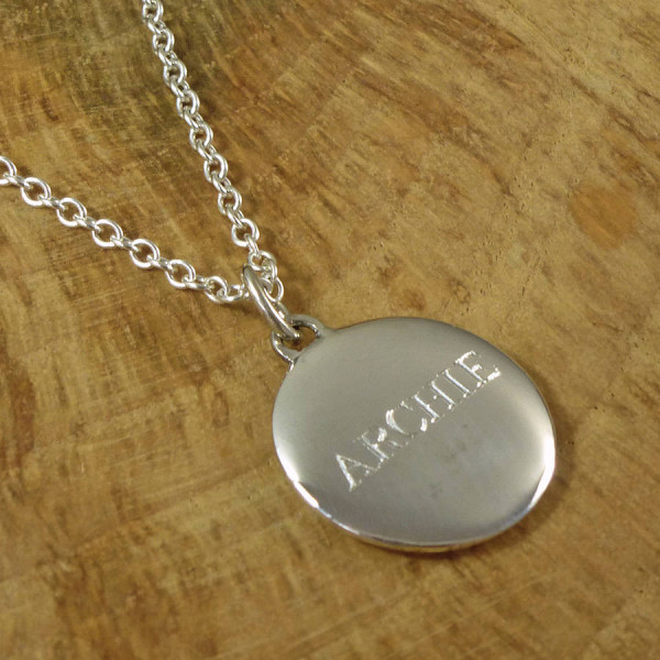 Personalized Mens Silver Pebble Necklace