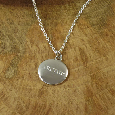 Personalized Mens Silver Pebble Necklace