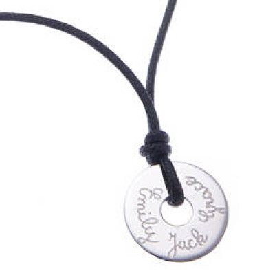 Personalized Mens Sterling Silver Open Disc Necklace